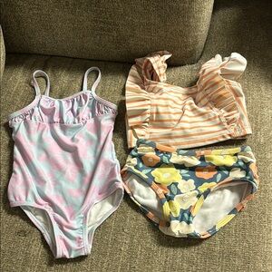 Pink and Orange Striped One Piece Swimsuit